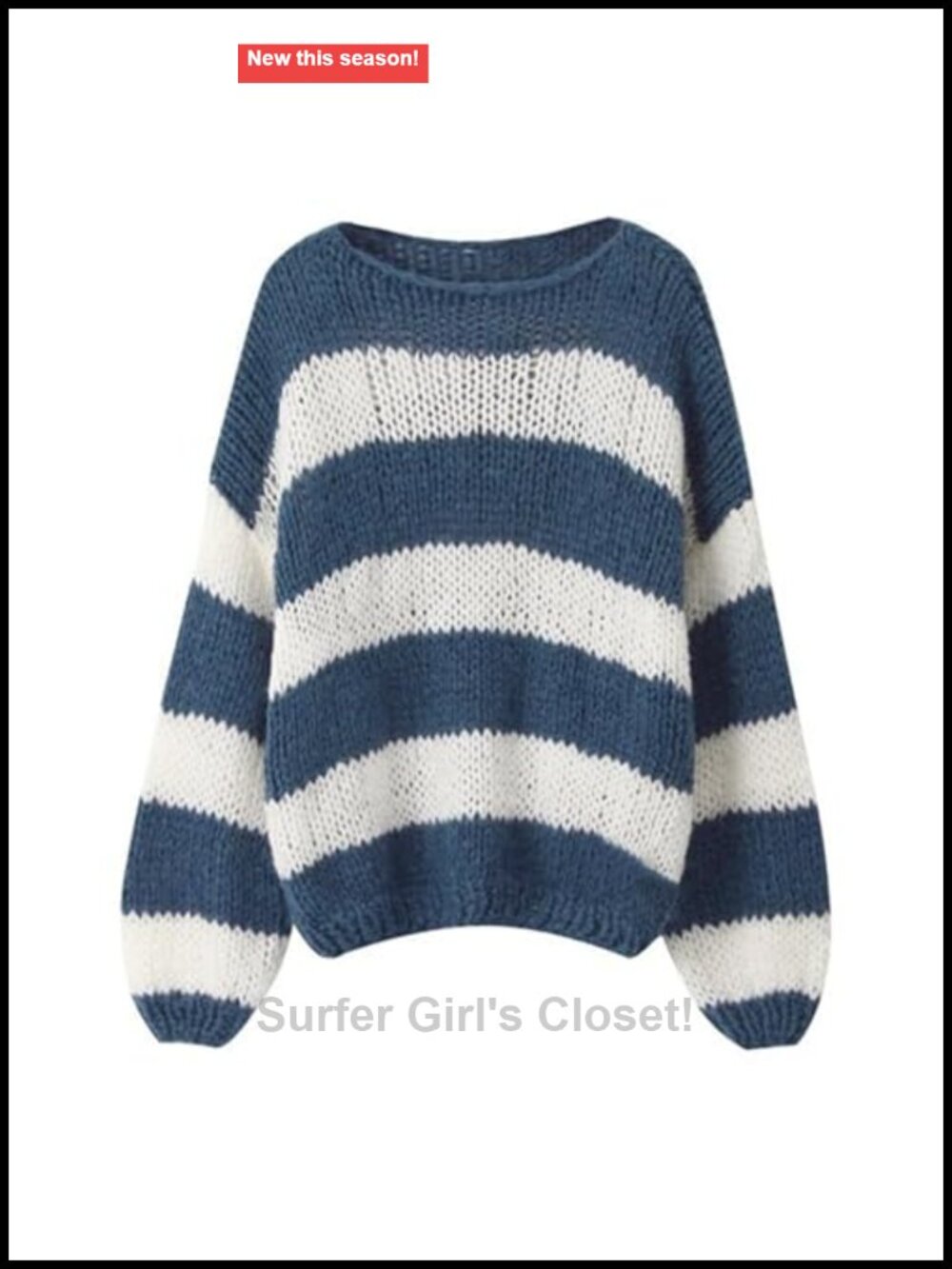 Oversized Color Block Striped Knit Sweater Crewneck Long Sleeve Pullover